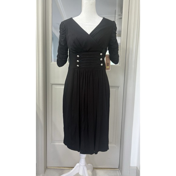 Nue by Shani Dresses & Skirts - Nue‎ by Shani Rouched Sleeve Shapewear Dress Size 4 Elegant 3/4 Sleeve Party